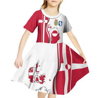 Greenland and Denmark Together Kid Short Sleeve Dress National Country Map and Flag Style