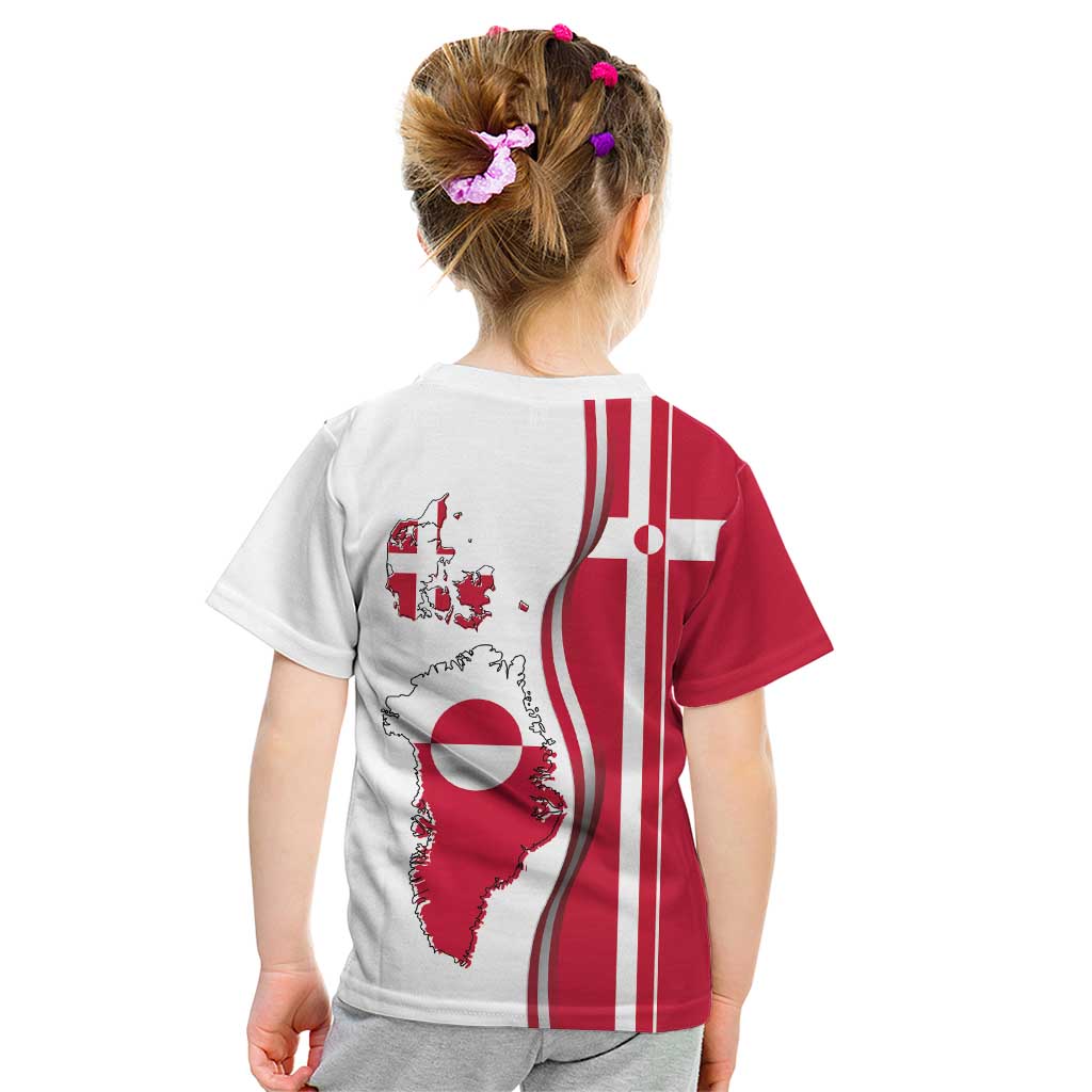 Greenland and Denmark Together Kid T Shirt National Country Map and Flag Style