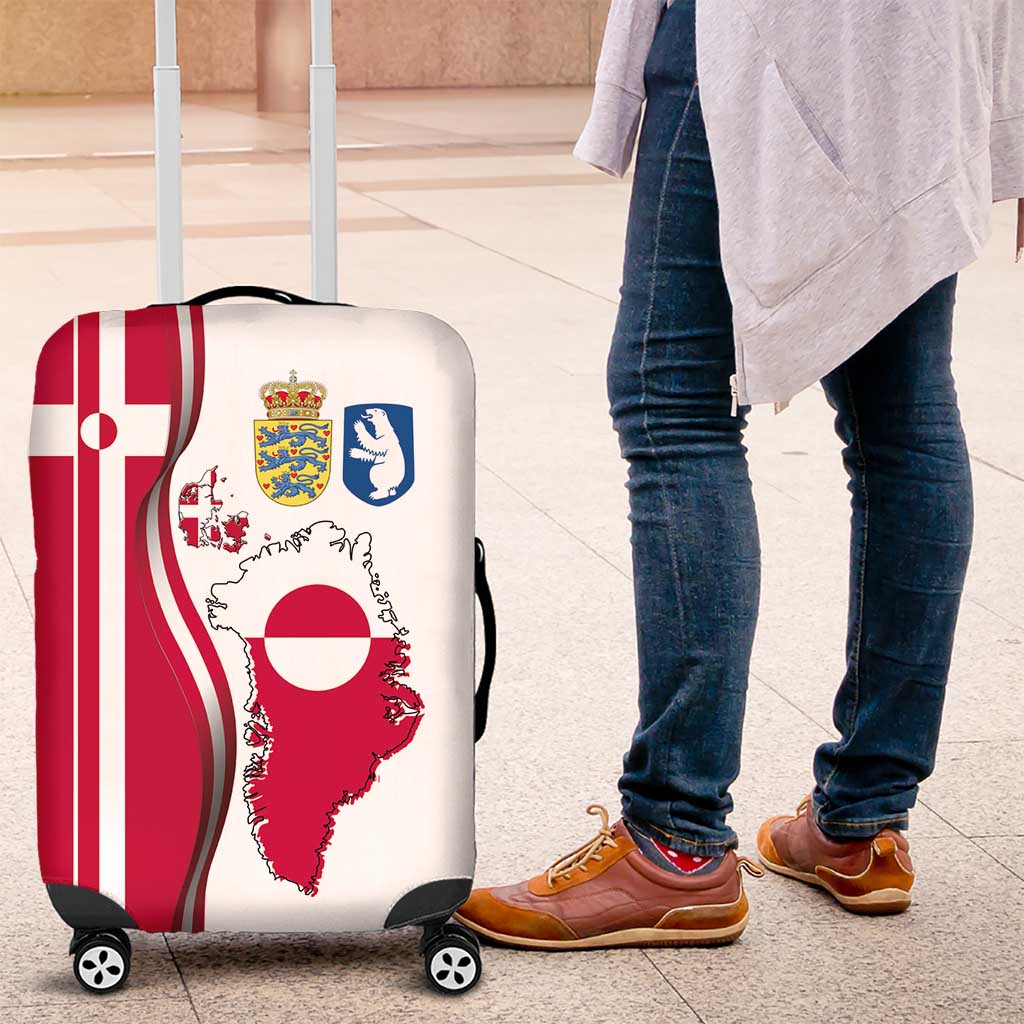 Greenland and Denmark Together Luggage Cover National Country Map and Flag Style