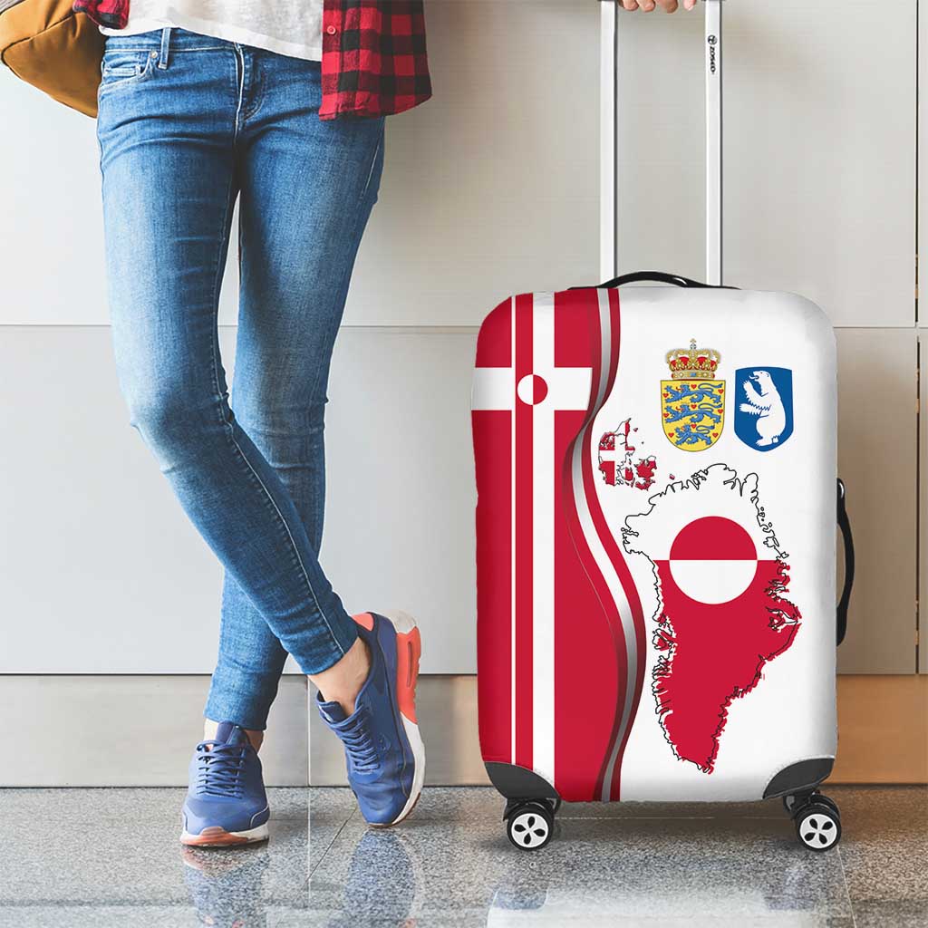 Greenland and Denmark Together Luggage Cover National Country Map and Flag Style