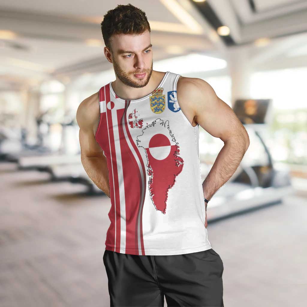 Greenland and Denmark Together Men Tank Top National Country Map and Flag Style