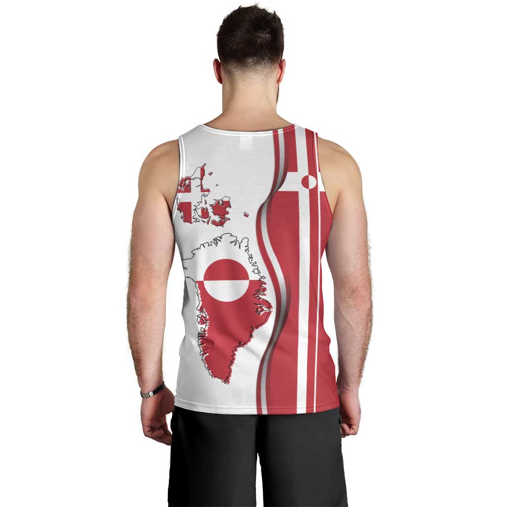 Greenland and Denmark Together Men Tank Top National Country Map and Flag Style