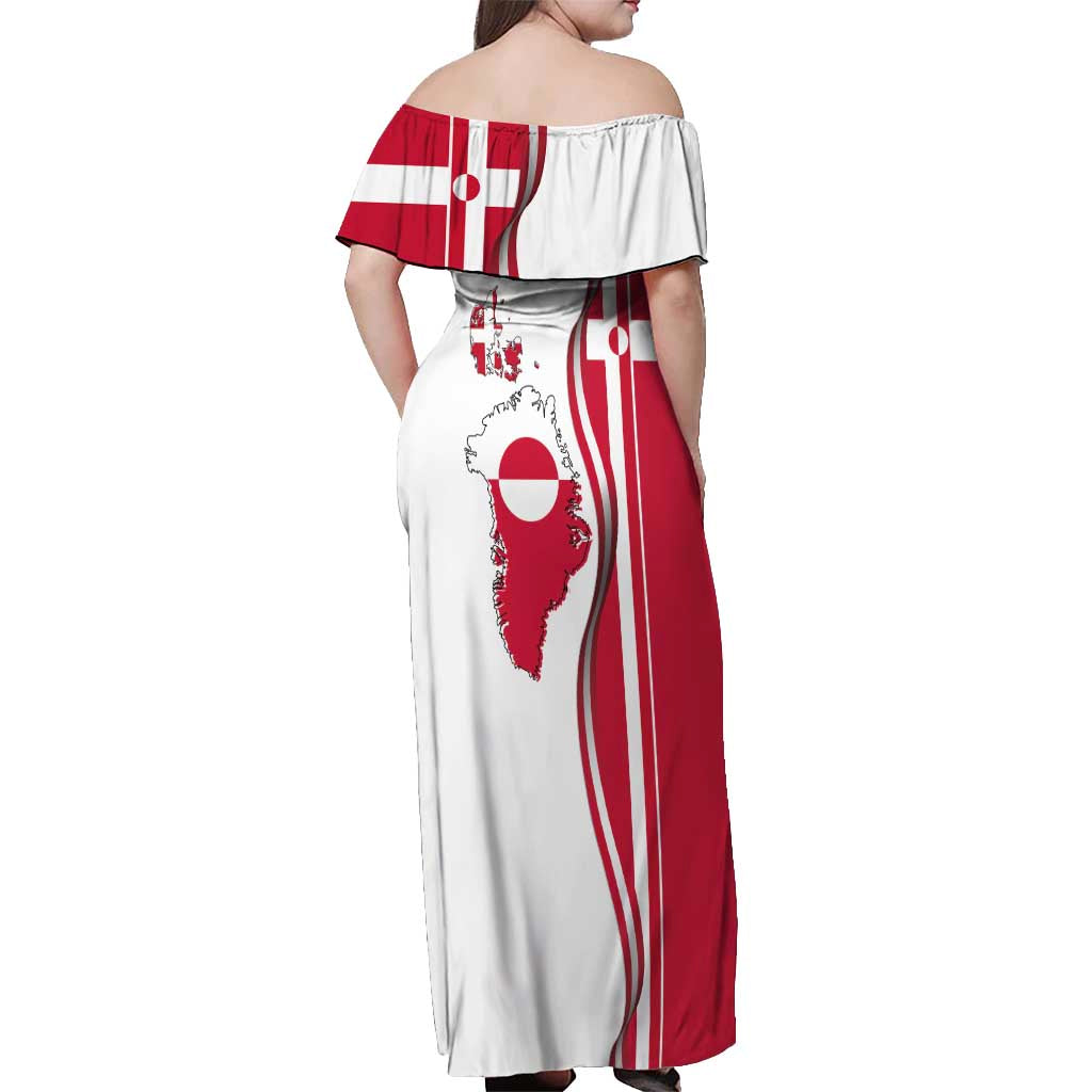 Greenland and Denmark Together Off Shoulder Maxi Dress National Country Map and Flag Style