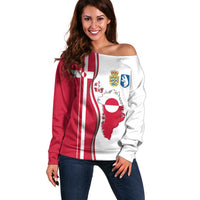 Greenland and Denmark Together Off Shoulder Sweater National Country Map and Flag Style