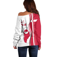 Greenland and Denmark Together Off Shoulder Sweater National Country Map and Flag Style