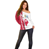 Greenland and Denmark Together Off Shoulder Sweater National Country Map and Flag Style