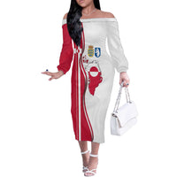 Greenland and Denmark Together Off The Shoulder Long Sleeve Dress National Country Map and Flag Style