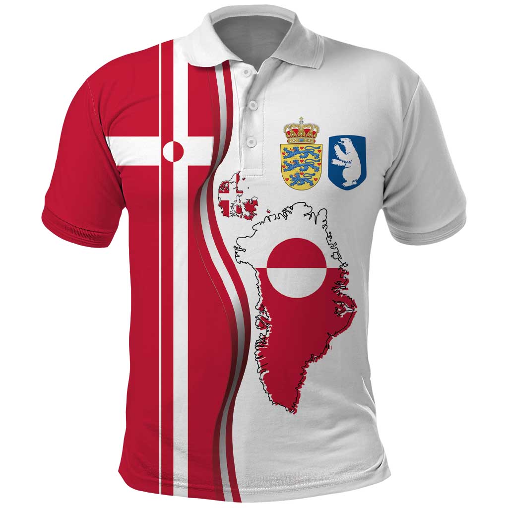 Greenland and Denmark Together Polo Shirt National Country Map and Flag Style