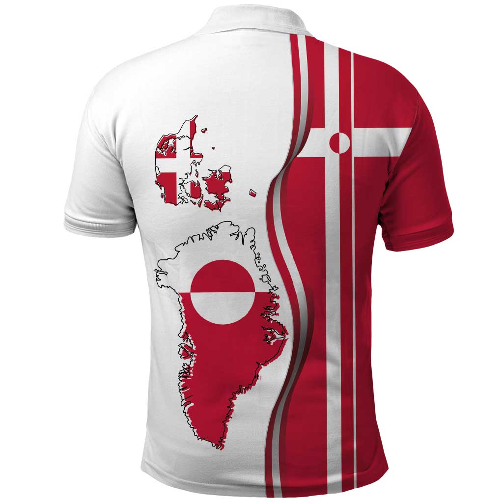 Greenland and Denmark Together Polo Shirt National Country Map and Flag Style