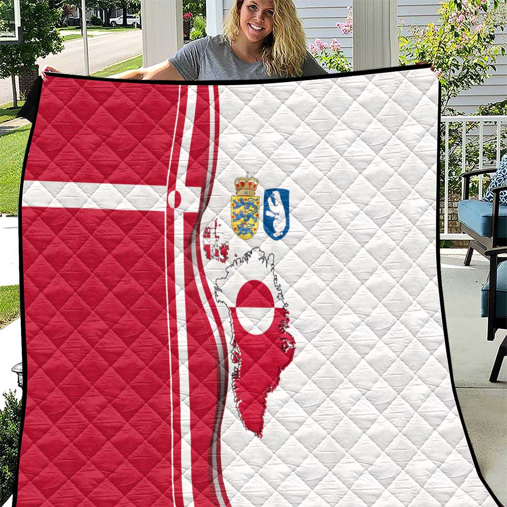 Greenland and Denmark Together Quilt National Country Map and Flag Style