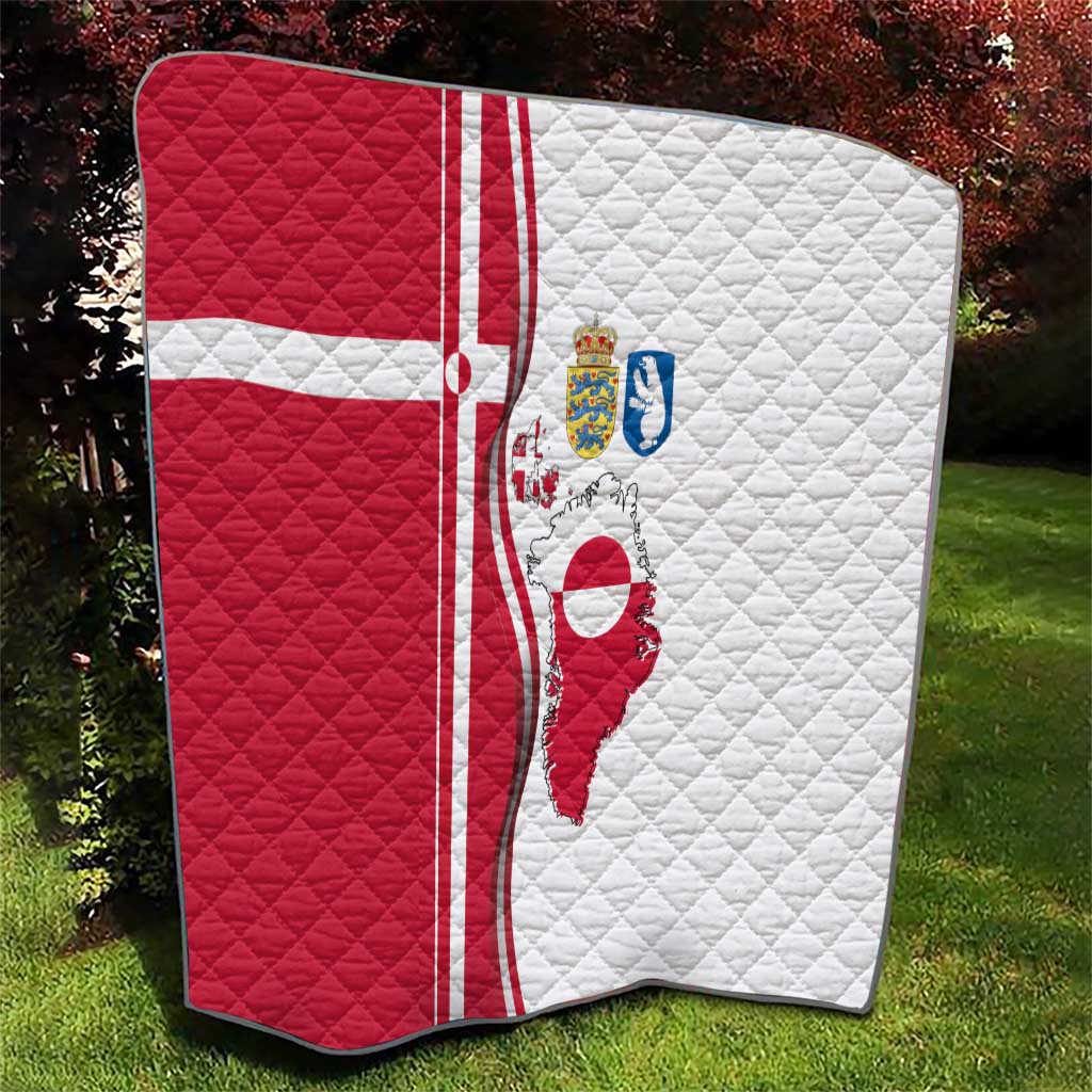 Greenland and Denmark Together Quilt National Country Map and Flag Style