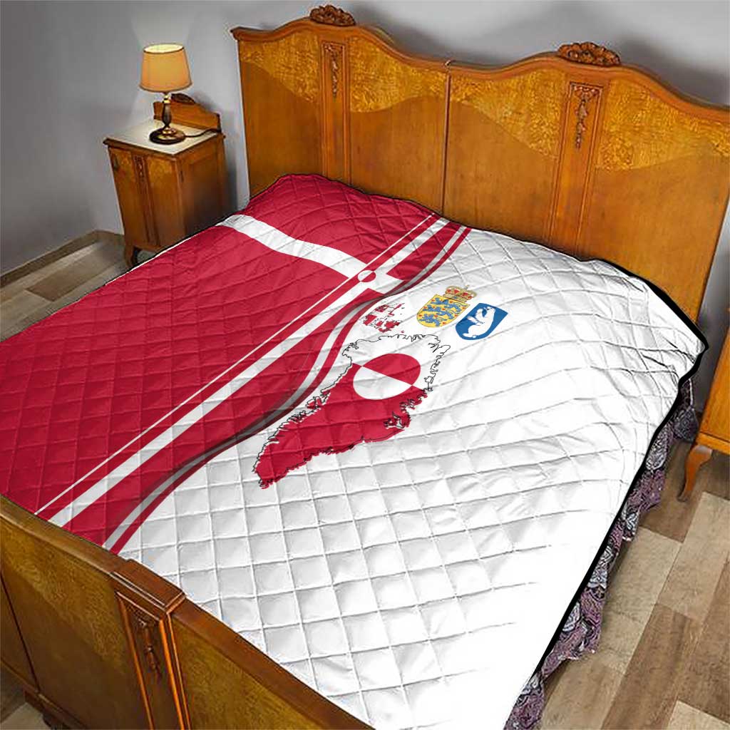 Greenland and Denmark Together Quilt National Country Map and Flag Style