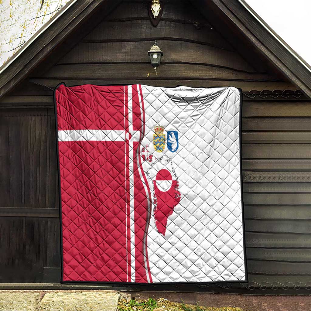 Greenland and Denmark Together Quilt National Country Map and Flag Style