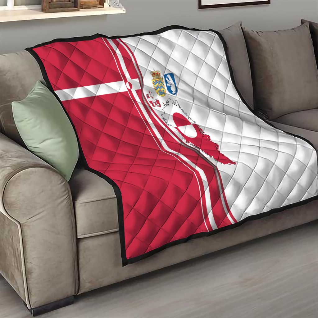 Greenland and Denmark Together Quilt National Country Map and Flag Style