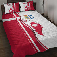 Greenland and Denmark Together Quilt Bed Set National Country Map and Flag Style