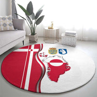 Greenland and Denmark Together Round Carpet National Country Map and Flag Style