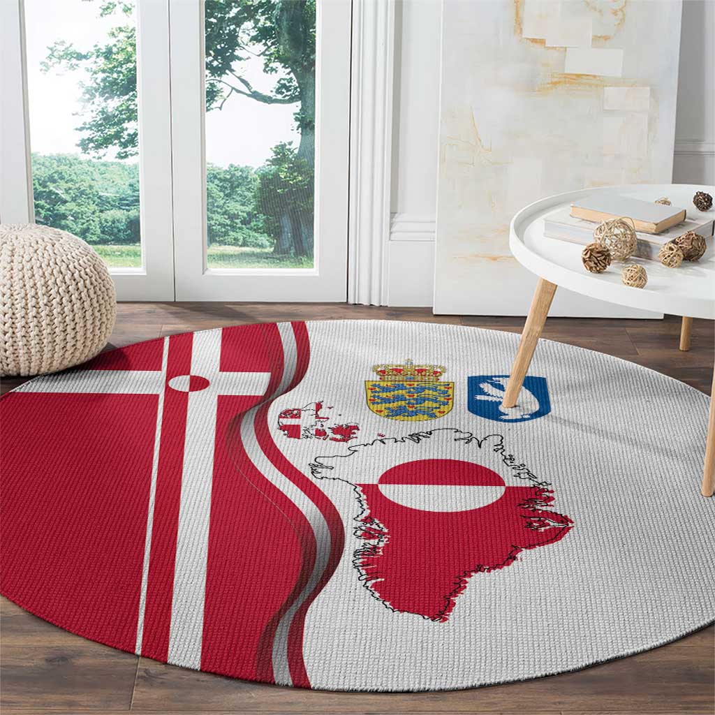 Greenland and Denmark Together Round Carpet National Country Map and Flag Style