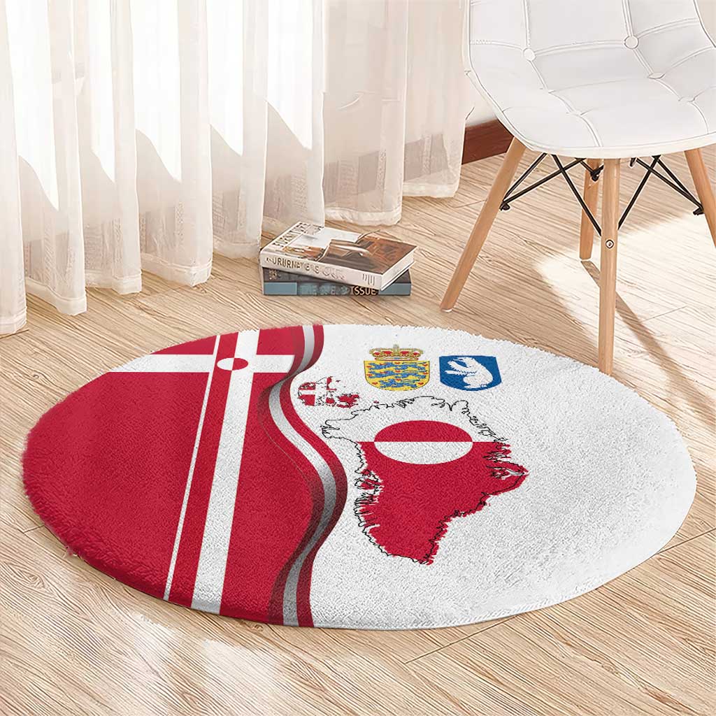 Greenland and Denmark Together Round Carpet National Country Map and Flag Style