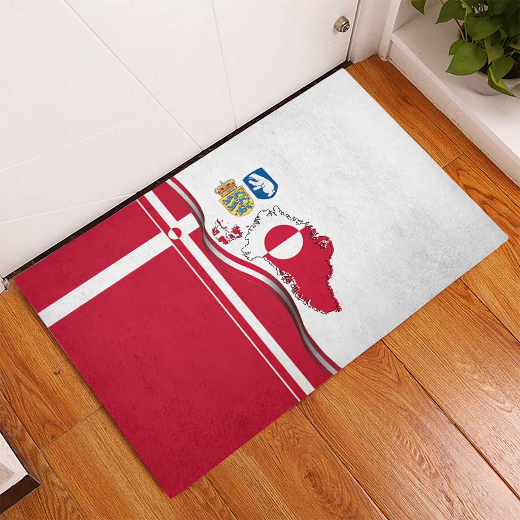 Greenland and Denmark Together Rubber Doormat National Country Map and Flag Style