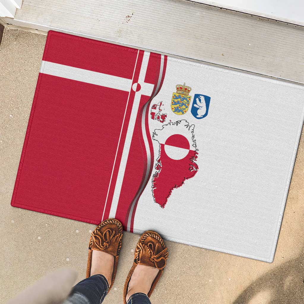 Greenland and Denmark Together Rubber Doormat National Country Map and Flag Style