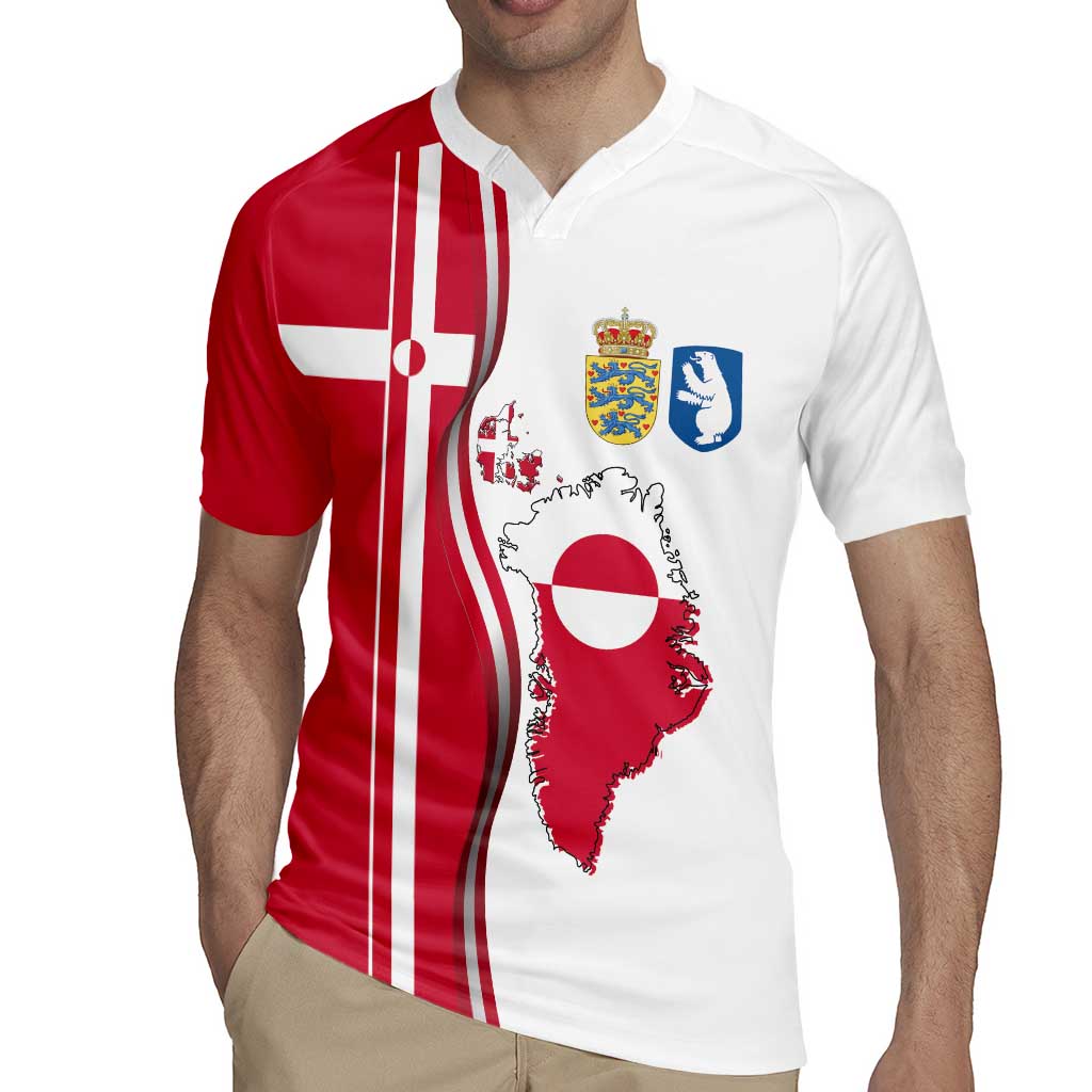 Greenland and Denmark Together Rugby Jersey National Country Map and Flag Style