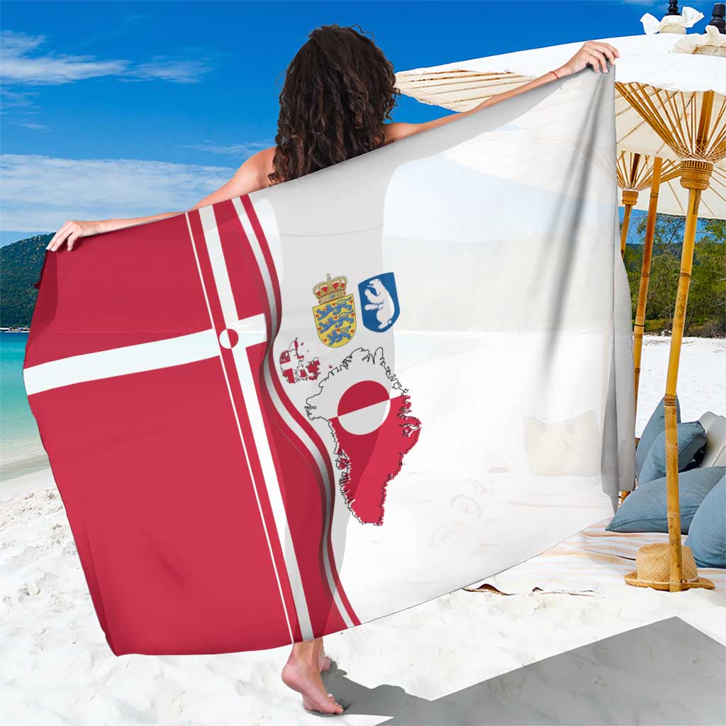 Greenland and Denmark Together Sarong National Country Map and Flag Style