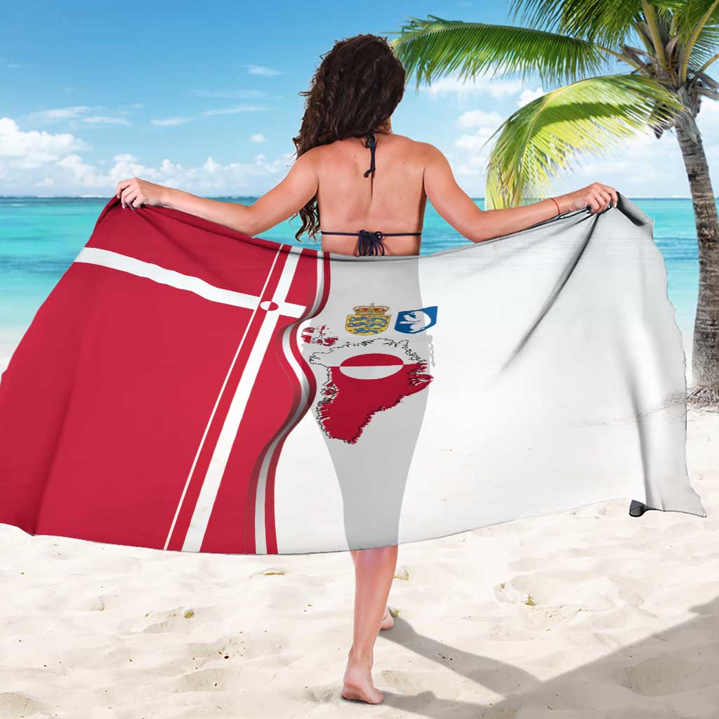 Greenland and Denmark Together Sarong National Country Map and Flag Style