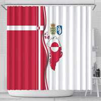 Greenland and Denmark Together Shower Curtain National Country Map and Flag Style