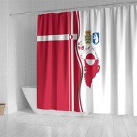 Greenland and Denmark Together Shower Curtain National Country Map and Flag Style