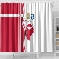 Greenland and Denmark Together Shower Curtain National Country Map and Flag Style