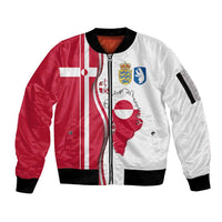 Greenland and Denmark Together Sleeve Zip Bomber Jacket National Country Map and Flag Style