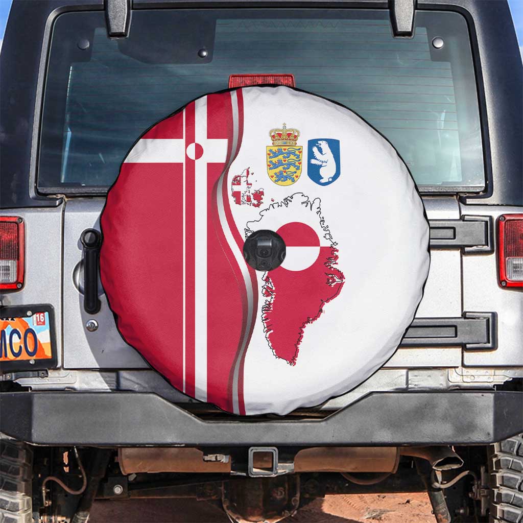 Greenland and Denmark Together Spare Tire Cover National Country Map and Flag Style
