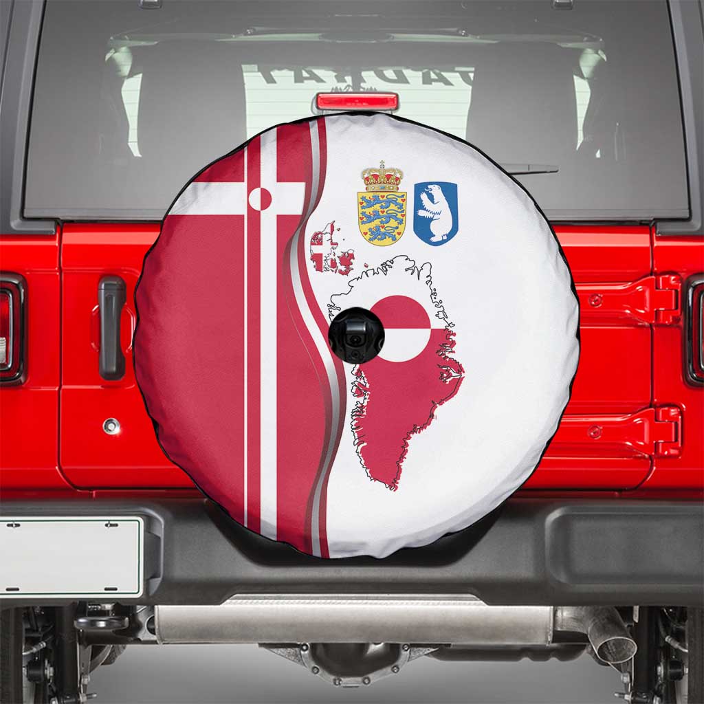 Greenland and Denmark Together Spare Tire Cover National Country Map and Flag Style
