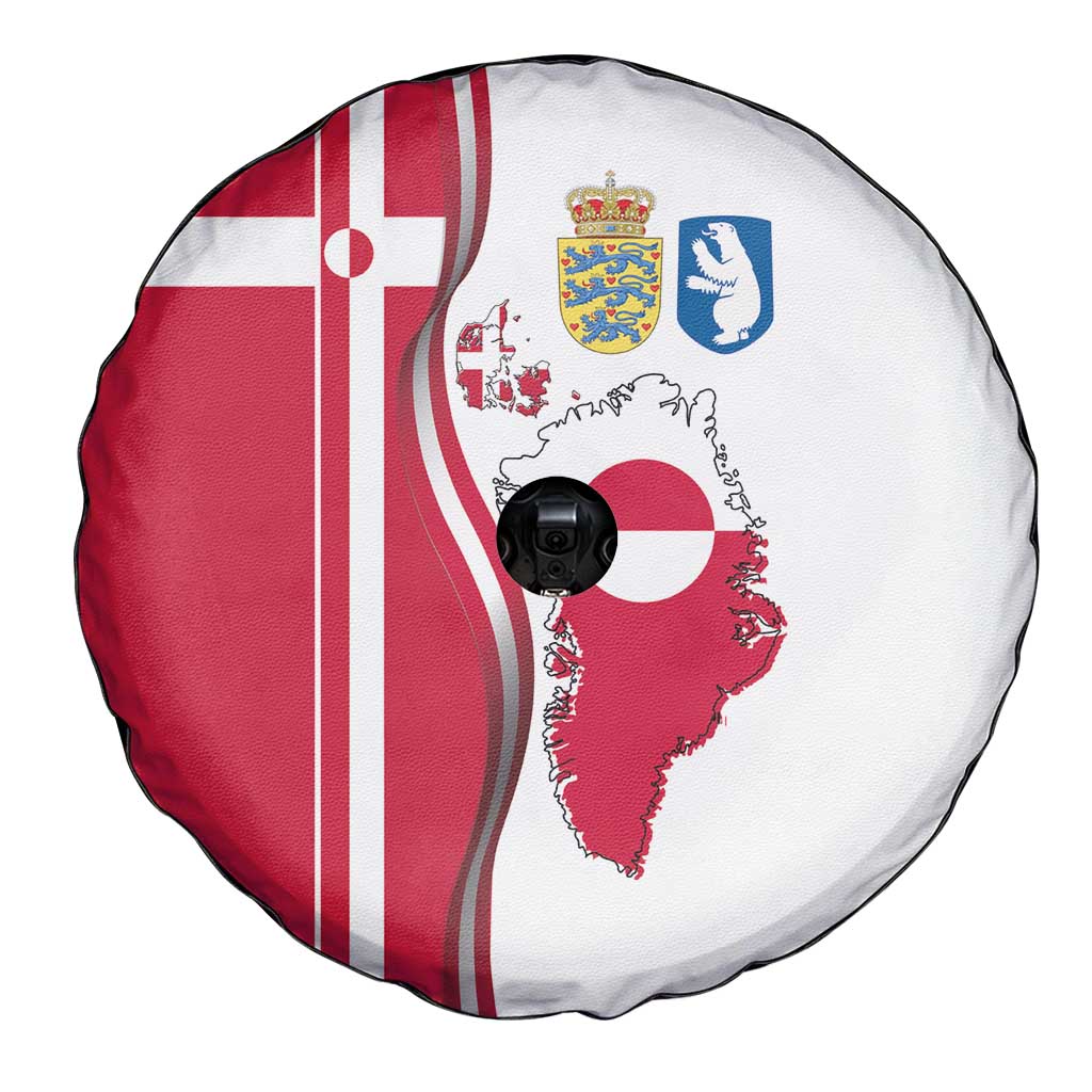 Greenland and Denmark Together Spare Tire Cover National Country Map and Flag Style