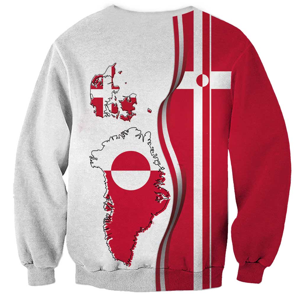 Greenland and Denmark Together Sweatshirt National Country Map and Flag Style