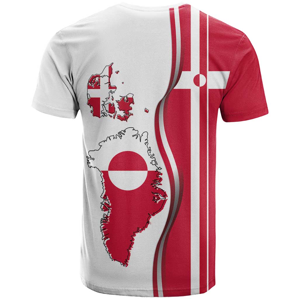 Greenland and Denmark Together T Shirt National Country Map and Flag Style