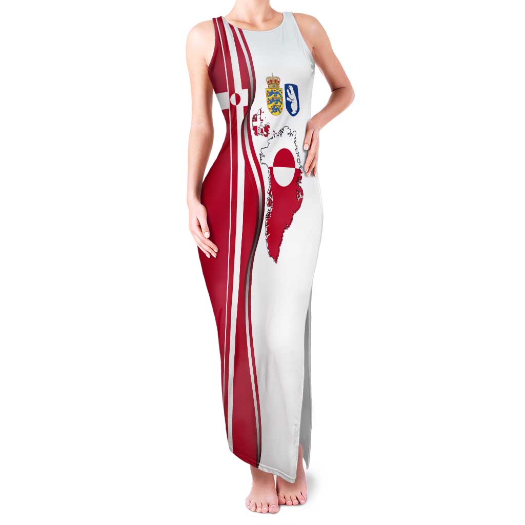 Greenland and Denmark Together Tank Maxi Dress National Country Map and Flag Style