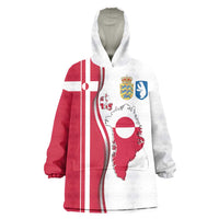 Greenland and Denmark Together Wearable Blanket Hoodie National Country Map and Flag Style