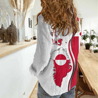 Greenland and Denmark Together Women Casual Shirt National Country Map and Flag Style