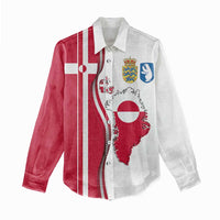 Greenland and Denmark Together Women Casual Shirt National Country Map and Flag Style