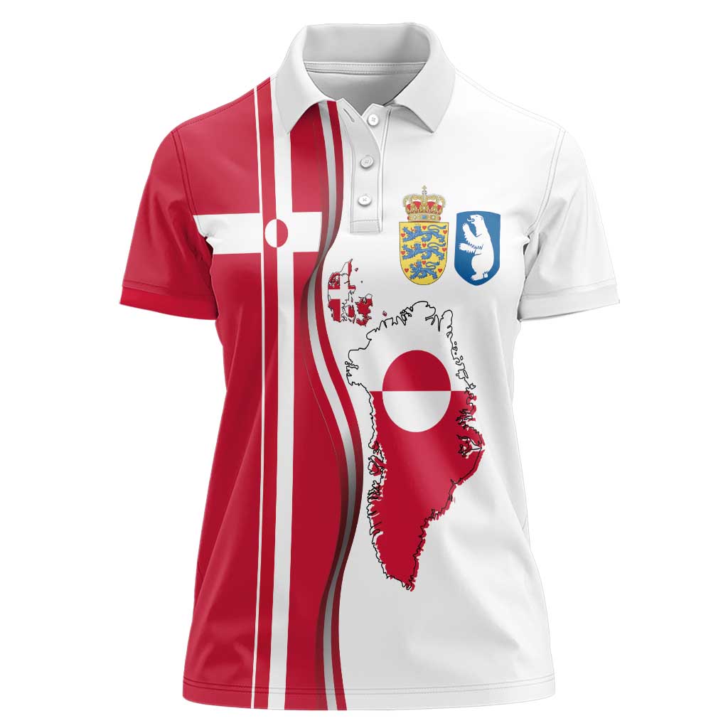 Greenland and Denmark Together Women Polo Shirt National Country Map and Flag Style