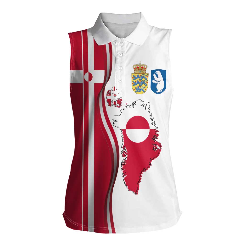 Greenland and Denmark Together Women Sleeveless Polo Shirt National Country Map and Flag Style