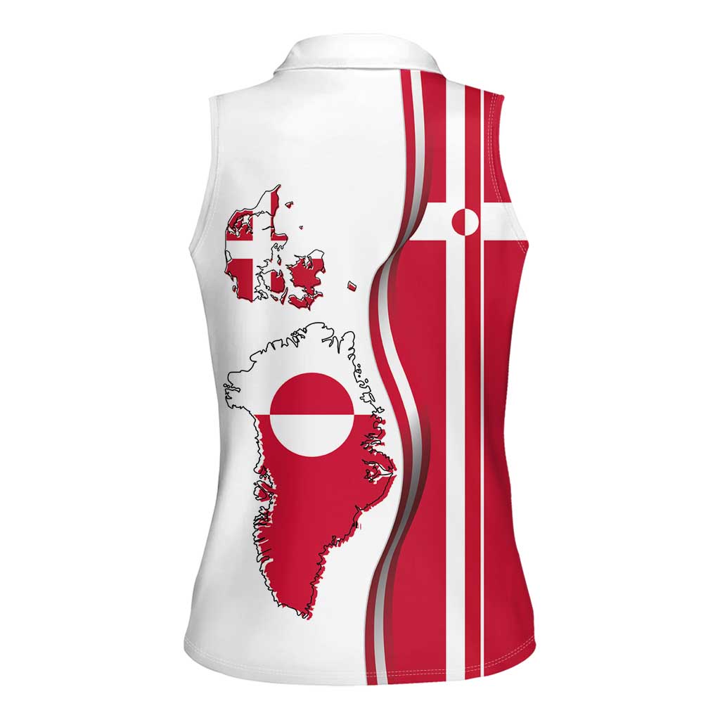 Greenland and Denmark Together Women Sleeveless Polo Shirt National Country Map and Flag Style