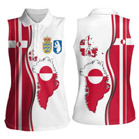 Greenland and Denmark Together Women Sleeveless Polo Shirt National Country Map and Flag Style