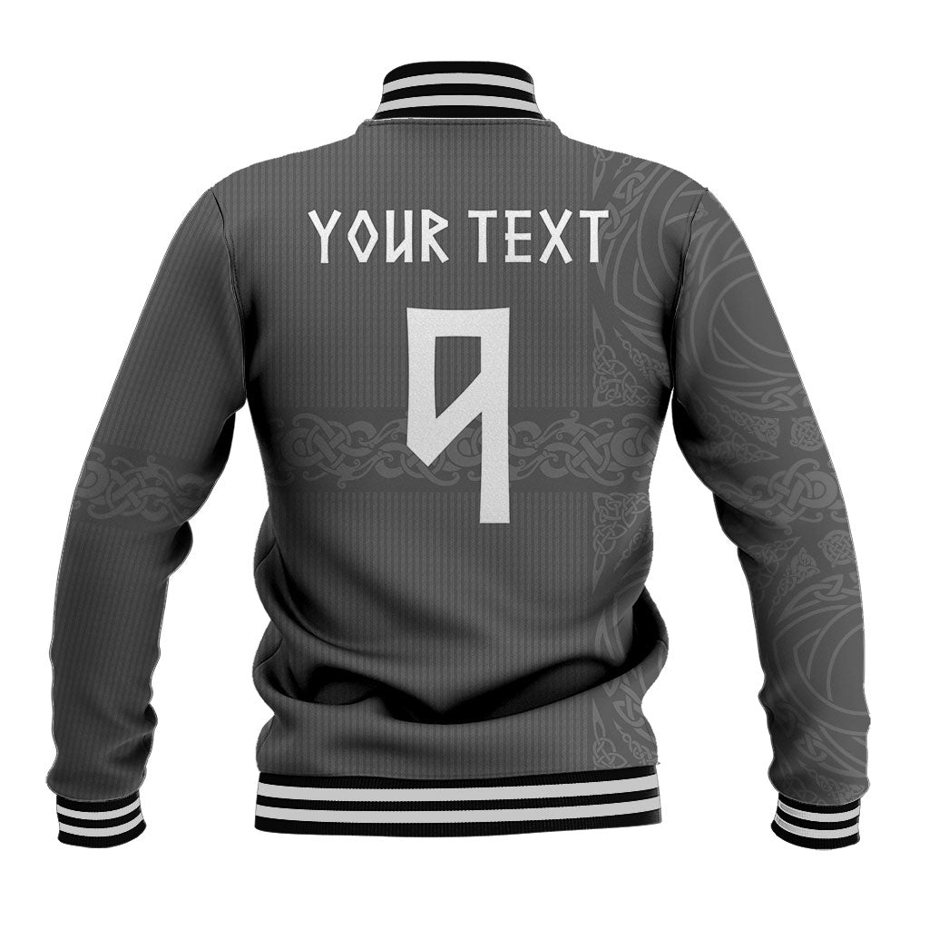 Norwegian Football Custom Baseball Jacket Nordic Celtic Knot Cross Monochrome Scandinavian Design