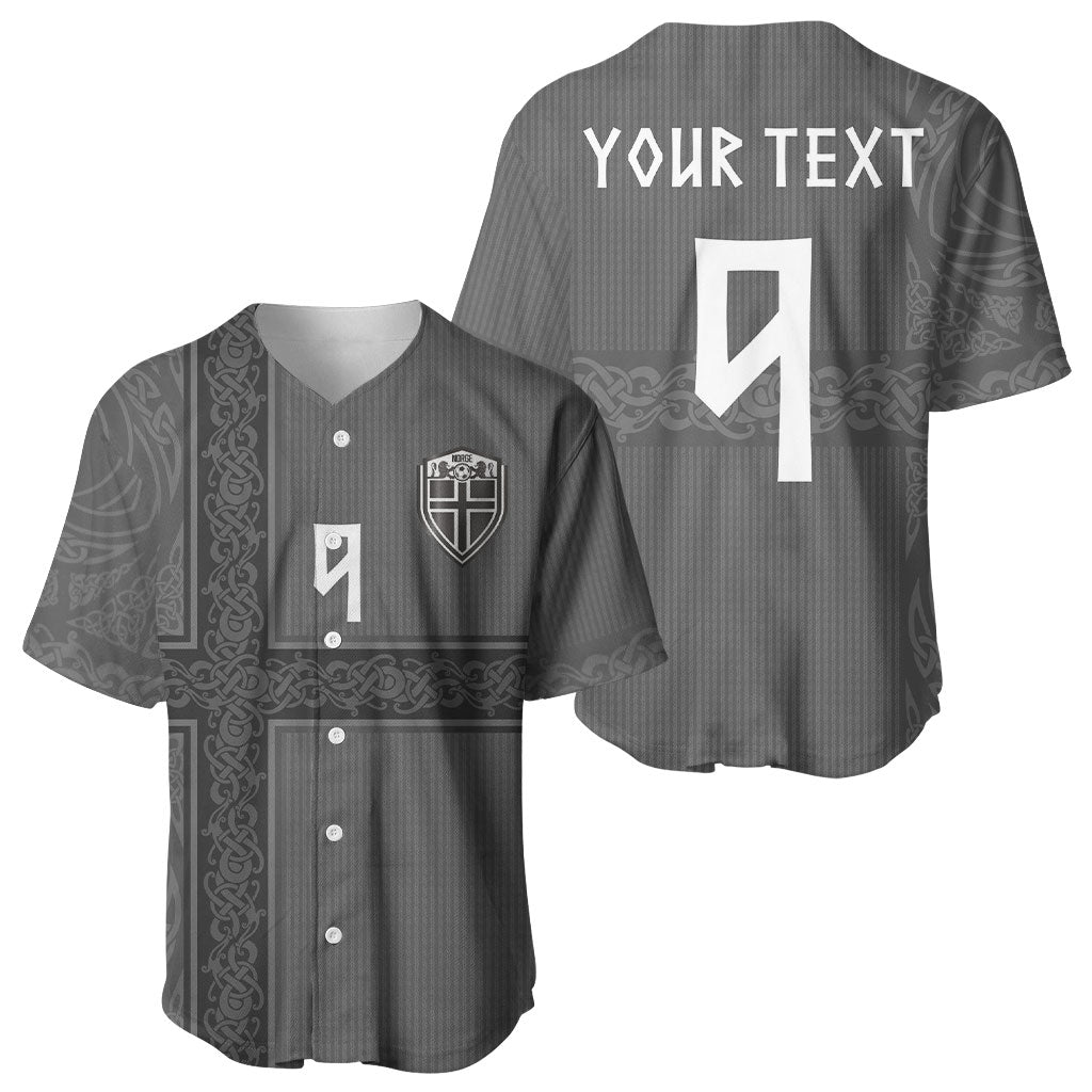 Norwegian Football Custom Baseball Jersey Nordic Celtic Knot Cross Monochrome Scandinavian Design
