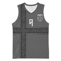 Norwegian Football Custom Basketball Jersey Nordic Celtic Knot Cross Monochrome Scandinavian Design
