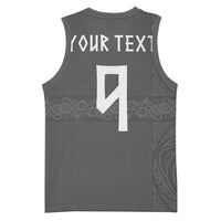 Norwegian Football Custom Basketball Jersey Nordic Celtic Knot Cross Monochrome Scandinavian Design