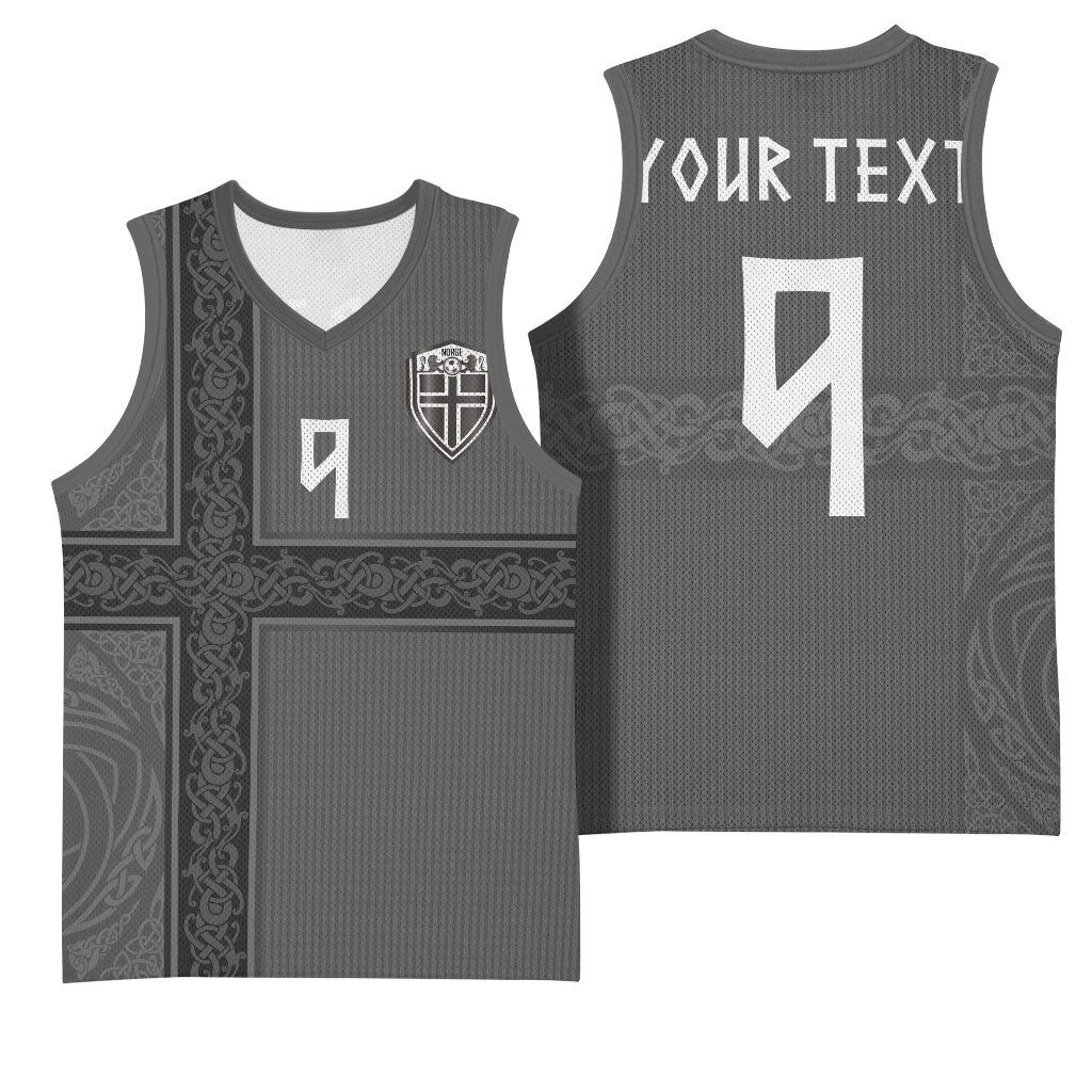 Norwegian Football Custom Basketball Jersey Nordic Celtic Knot Cross Monochrome Scandinavian Design