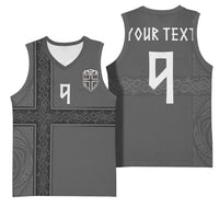 Norwegian Football Custom Basketball Jersey Nordic Celtic Knot Cross Monochrome Scandinavian Design